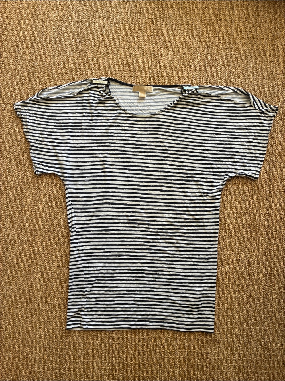 Michael Michael Kors Striped Women’s Long Tee in White and Navy, M